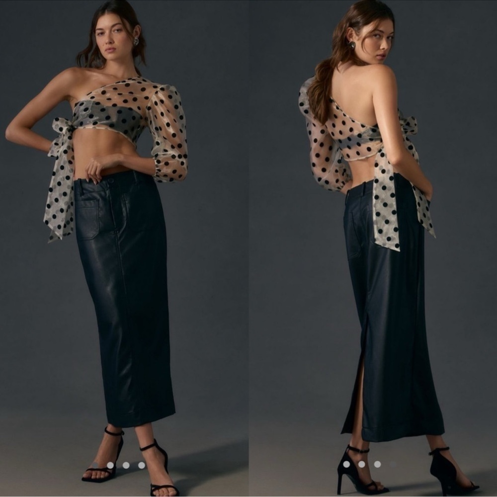 NWT! Anthropologie Black Colette Faux Leather Maxi Skirt Maeve 🍟